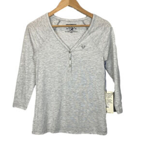 TRUE Religion • Deep V Henley with Embroidered Logo